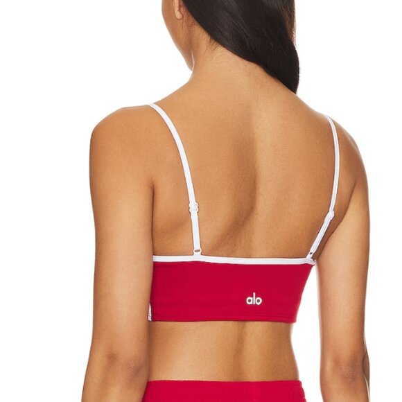 Alo Yoga Airlift Car Club Cami Sports Bra - Contrast Red and White Small $64 - Picture 2 of 8